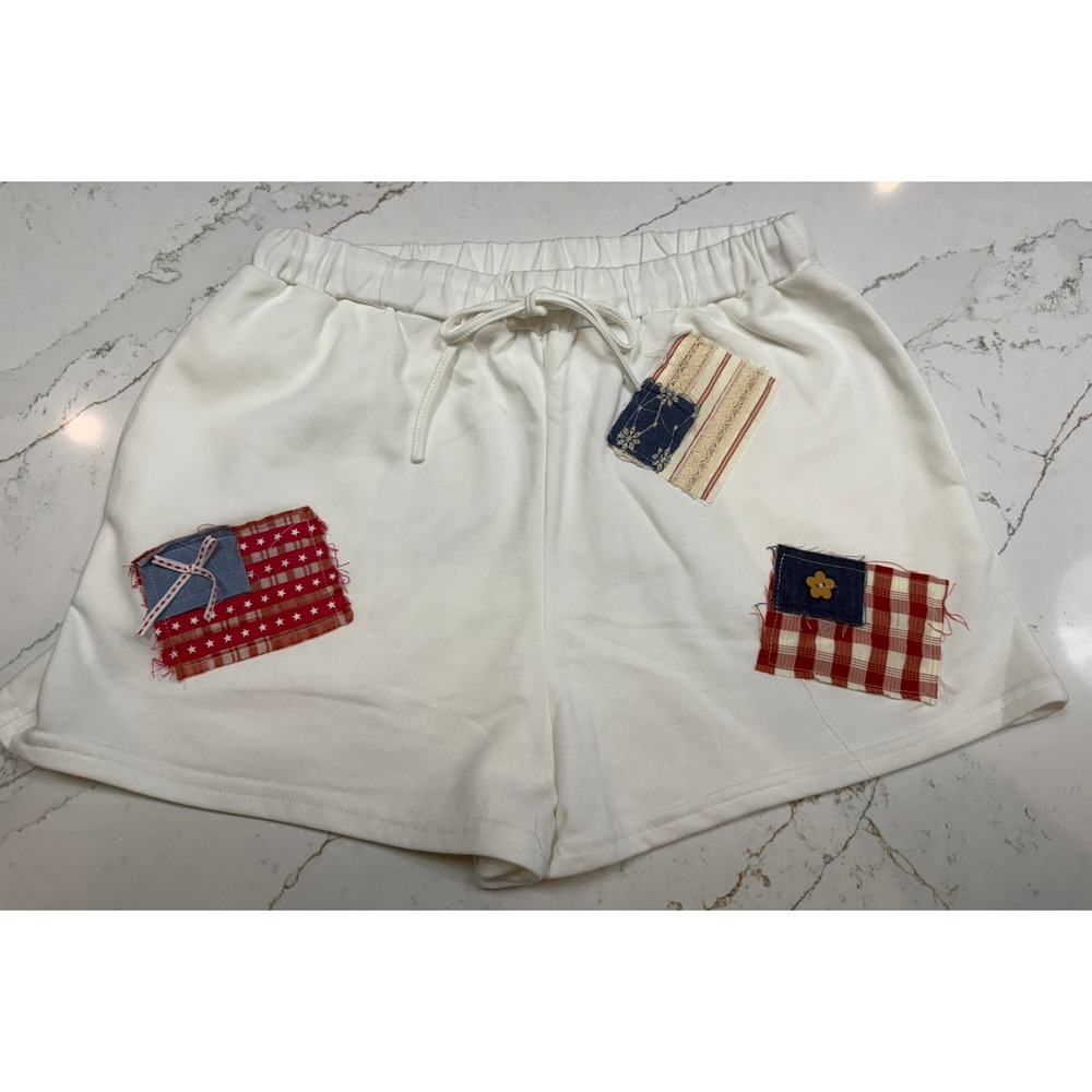 Fantastic Fawn Boutique Brand Patchwork American Flag Shorts - Size Medium‎